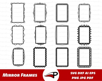 Frame SVG Bundle, Mirror SVG bundle, Frame cut file, Frame clipart, Frame laser cut files for silhouette, files for cricut, glowforge