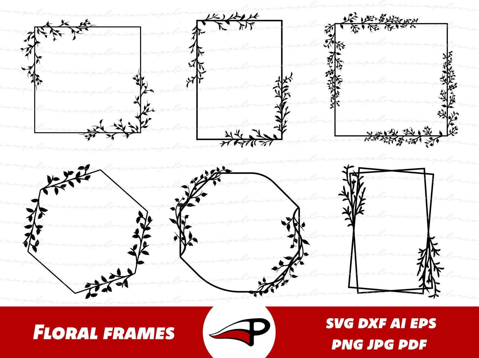 Floral Frame Svg Bundle Rectangle Frame Png Floral Border - Etsy