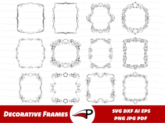 Decorative Frames SVG Bundle Wedding Frames PNG Swirly - Etsy