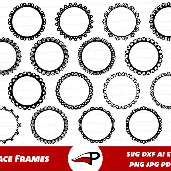 Lace Circle Frame SVG, Round Frame clipart, Cute Border svg, Circular Wedding Frame png, Circle cut files for Cricut
