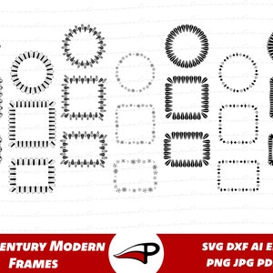 Mid Century Modern Frames SVG Bundel, Retro PNG Borders, Atomic clipart Frames - retro mid century shapes jaren 1950 laser cut bestanden