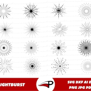 Lichtstrahlen SVG Bundle, Sunburst PNG Pack, Sonnenstrahlen Clipart Set, Vintage Electric Beam Explosion lasergeschnittene Dateien