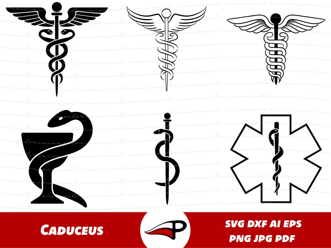 Caduceus Medical Symbol SVG Bundle, Md Rn Staff of Hermes Png Pack ...
