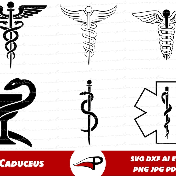 Caduceus Medical Symbol SVG Bundle, Md Rn Staff of Hermes Png pack, Medical symbol Glowforge and Cricut laser cut files