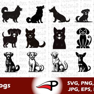 Honden SVG, honden Png, puppy clipart, Happy Pooch Dxf, lachende pup silhouet voor lasergesneden en Cricut