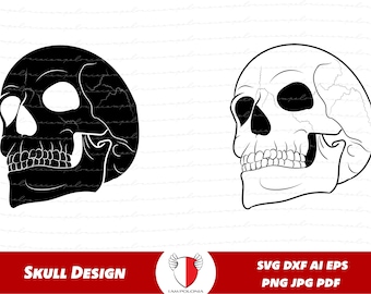 Skull SVG, realistic skull png, skeleton svg, skull clipart, skull tattoo, anatomical skull, silhouette cameo stencil, cricut cut file