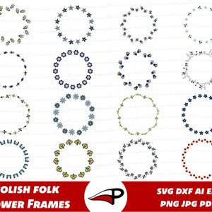 Blumenrahmen SVG Bundle, Folklore Blumenrahmen, polnische Folklore Blüte Rahmen PNG, florale Rahmen Laser Cut Dateien