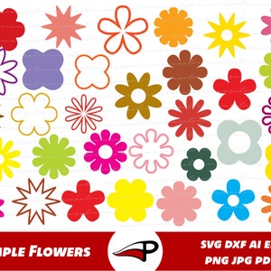 Simple Flower Shapes SVG, Cute Flower Silhouettes , Daisy Flower PNG ...