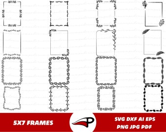 Floral Frame Svg Bundle, Rectangle Frames Svg, Flourish Frames Svg, Wedding border png, Decorative Svg, Cricut