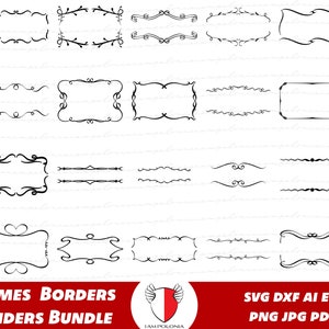 20 hand drawn digital borders, frames, dividers, wedding clipart, vector, cricut, silhouette, cut file, svg, ai, eps, png, jpg
