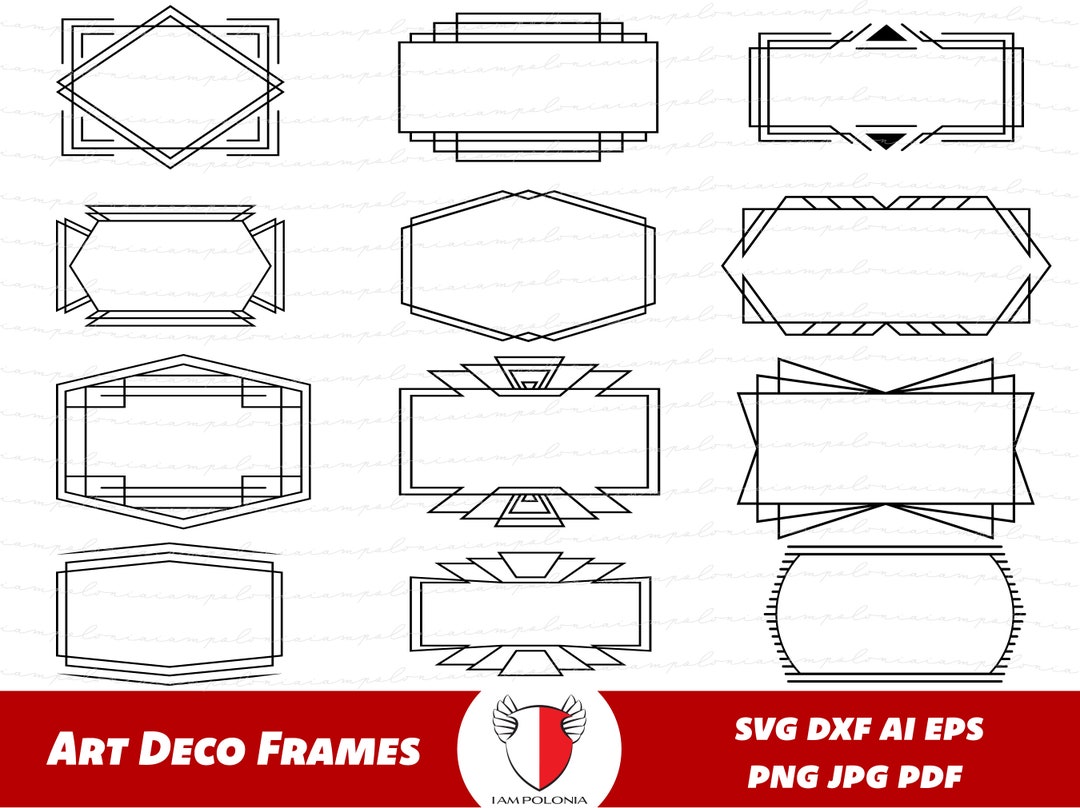 Art Deco Frames SVG, Vintage Retro Frame PNG, Frame Clip Art, Artdeco