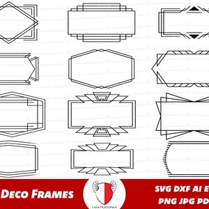 Art Deco Frames SVG, Vintage Retro Frame PNG, Frame Clip Art, Artdeco Clipart, Frame Design Elements, Antique Border Black Silhouette Cricut