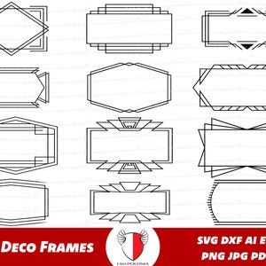 アールデコフレームSVG、ヴィンテージレトロフレームPNG、フレームクリップアート、アールデコクリップアート、フレームデザイン要素、アンティークボーダーブラックシルエットクリカット