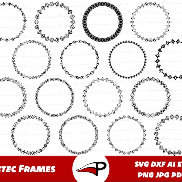 Aztec Inspired Pattern SVG, Tribal Circle Border PNG, Native Border clipart, Indian Laser Cut File for Cricut and Glowforge