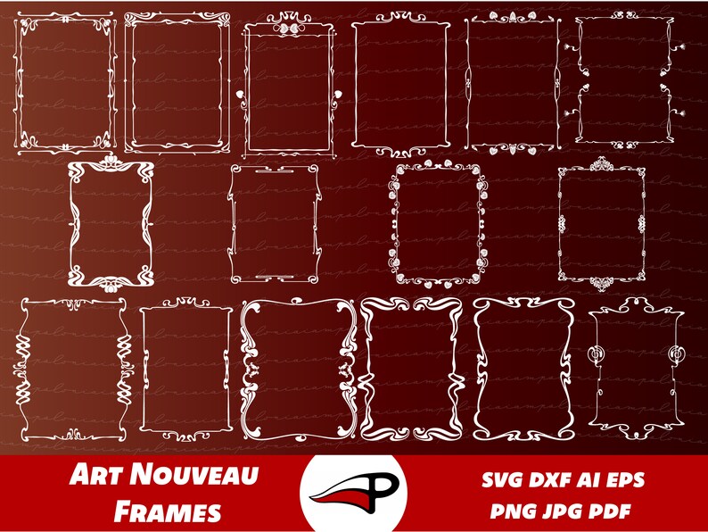 Art Nouveau Frames Modernism Borders Png Vintage Frames SVG Etsy