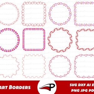 Heart Frames SVG, Valentines Day Borders PNG, Love Letter Decor Clipart, Hearts and Love Cut Files for Cricut and Silhouette