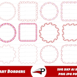 Marcos de corazón SVG, Fronteras del día de San Valentín PNG, Imágenes prediseñadas de decoración de cartas de amor, Corazones y archivos de corte de amor para Cricut y Silhouette