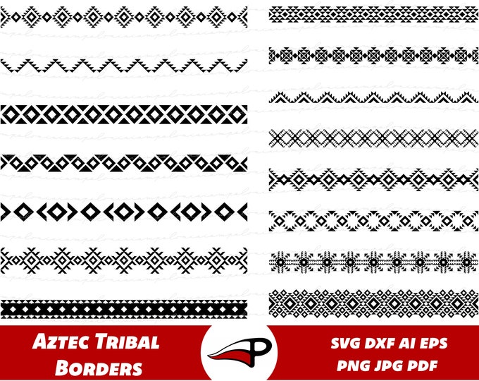 Tribal Border SVG, Aztec Inspired Pattern PNG, Native Ornament Clipart ...