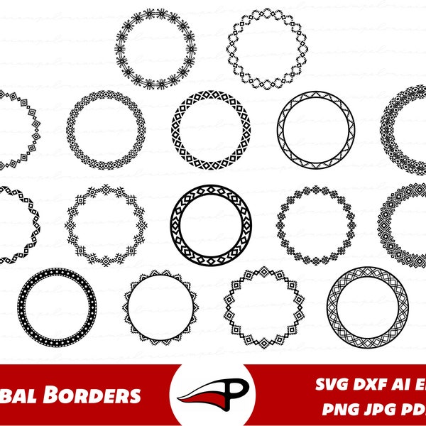 Tribal Circle Border SVG, Aztec Inspired Pattern PNG, Native Border clipart, Indian Laser Cut File for Cricut and Glowforge