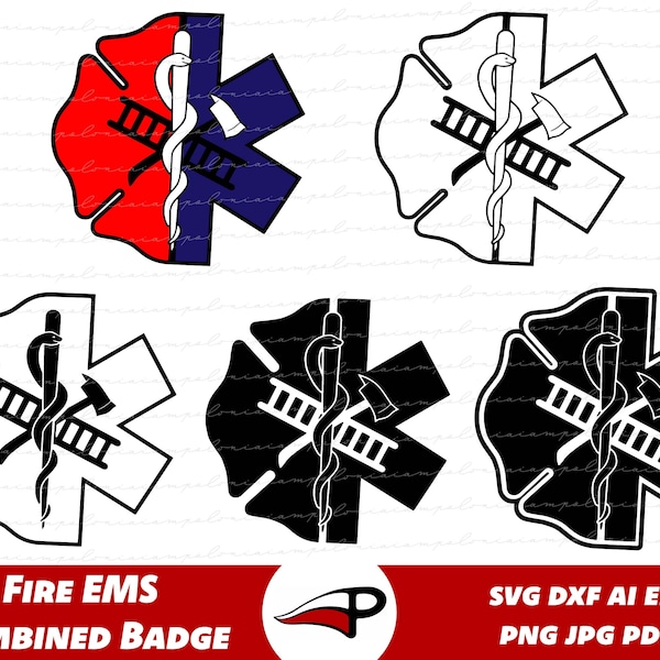 Fire EMS Badge Svg Bundle, Fire Department Logo, Paramedic Firefighter Pin PNG Set, Fire Medic EMT Patch Laser Cut for Cricut Glowforge