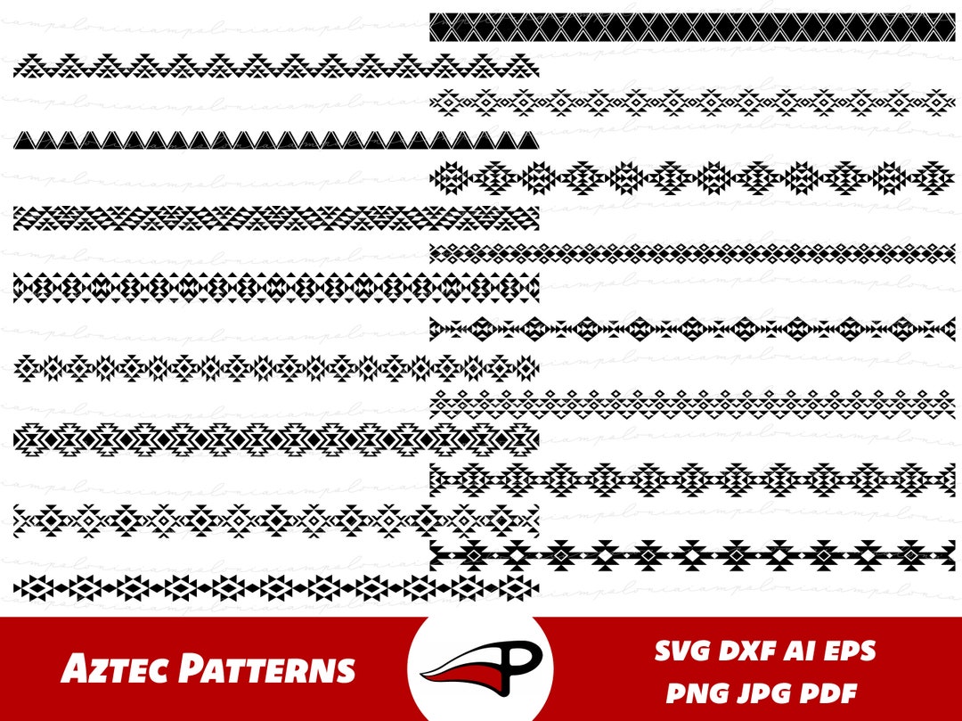 Tribal Seamless Border SVG, Aztec Inspired Pattern PNG, Native Frame ...