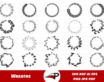 Hand Drawn Wreath svg bundle, hand drawn wreaths, floral wreath clipart, wedding wreath, wreath monogram png, Wreath cut files for cricut,