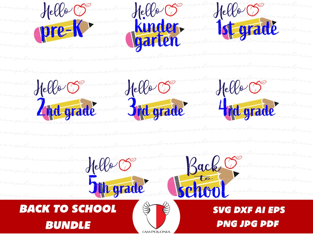 Back to School Pencil Bundle of Svg Eps Dxf Png Files for Cutting ...
