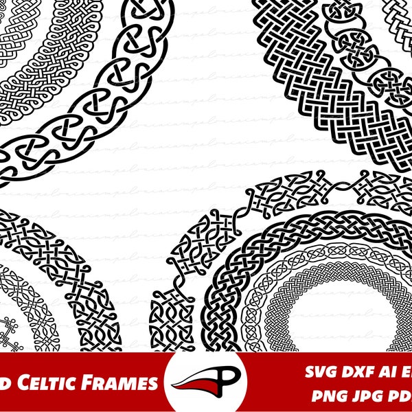 Celtic Knot Round Frames SVG Bundle, Viking Norsk Circular Borders, Celtic Ring Clipart Pack, Fichiers découpés au laser pour Cricut et Glowforge