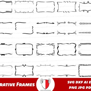 Digital frames clipart, hand drawn vector frames, doodle, ribbon frames, stationery design, dividers digital download ai, svg, png, jpg, eps
