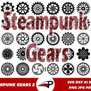 Steampunk Gears SVG Bundle, Sprocket Png, Cogs and Gear Wheel Clipart, Toothed Wheel SVG, Steampunk Gears dla Cricut i Glowforge