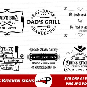 Placa de cozinha do pai SVG, decoração engraçada de cozinha, presente para o pai SVG, clipart de placa de churrasco, churrasqueira de pai png, presente de cozinha do pai