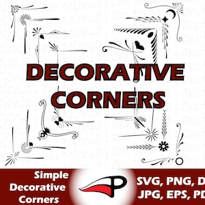 Decorative Corners SVG, Ornamental Corner Cut Files, Elegant Frame Corners PNG, Laser Cut DXF, Vintage Border Clipart for Cricut