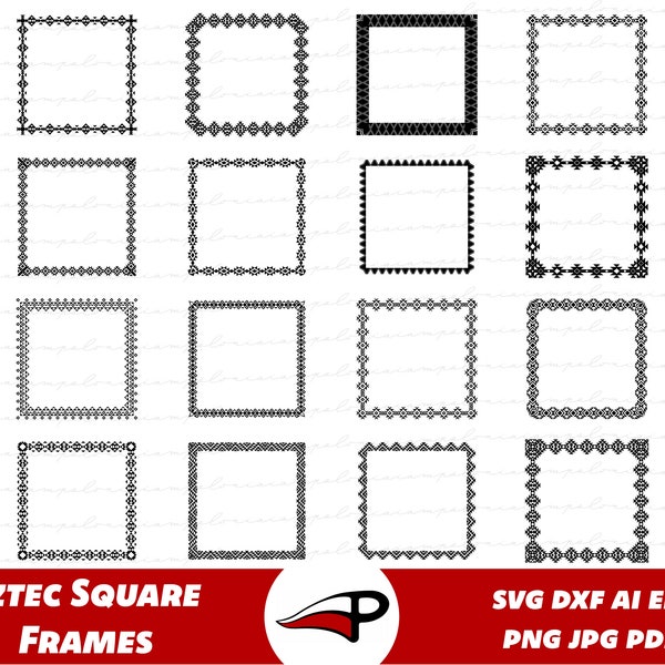 Aztec Inspired Square Pattern SVG, Tribal Rectangle Border PNG, Native Border clipart, Indian Laser Cut File for Cricut and Glowforge