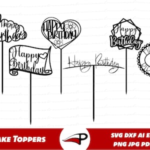 Cake Toppers SVG bundle, Happy Birthday Png, Happy Birthday Cake Topper, Custom Cake topper
