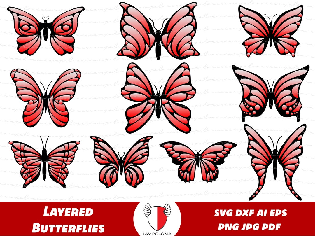 Layered Butterfly Svg Bundle, Butterfly Template, Silhouette of