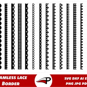Paquete SVG de bordes de encaje, cintas de papel de encaje simple png, divisores decorativos de imágenes prediseñadas y archivos cortados para Cricut y Silhouette Openwork