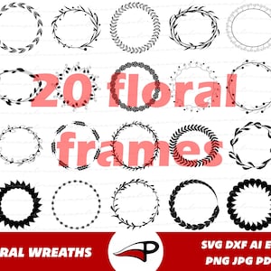 Ensemble SVG Floral Circle Border, décorez des invitations, de la papeterie et plus encore avec de belles couronnes et des cadres ronds ! Parfait pour les projets de bricolage