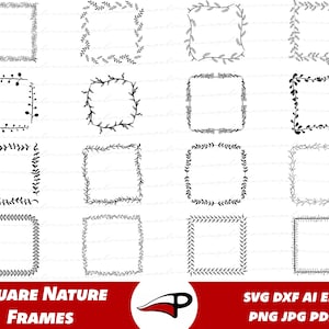 May include: Set of 16 black and white square frames with nature-inspired designs. The frames are perfect for adding a touch of elegance to your projects.