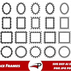 Spitzenrahmen svg, Fotorahmen für Cricut, Bilderrahmen Laser geschnitten, runder Rahmen, quadratische Kante, ovale Umrandung