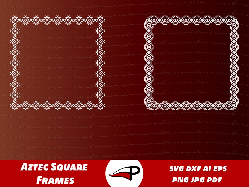 Aztec Inspired Square Pattern SVG, Tribal Rectangle Border PNG, Native ...