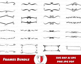 Hand drawn Digital Borders, Frame svg, Dividers Clipart, Wedding Decor png, Frame Design Element, Black Border Silhouette Cricut Files