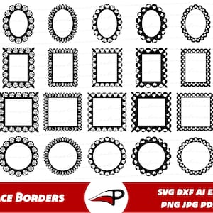 Lace Rahmen svg, Fotorahmen für Cricut, Bilderrahmen, Laser geschnittene Datei, runder Rahmen, quadratische Kante, ovale Umrandung