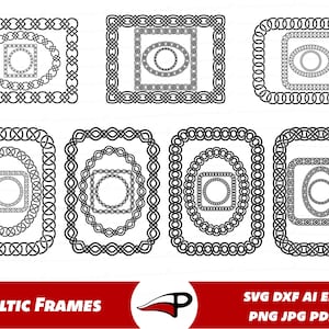 Keltische Knotenrahmen SVG, Wikinger Norsk quadratische Grenzen, keltisches Foto Clipart Pack, Laser geschnittene Dateien für Cricut und Glowforge