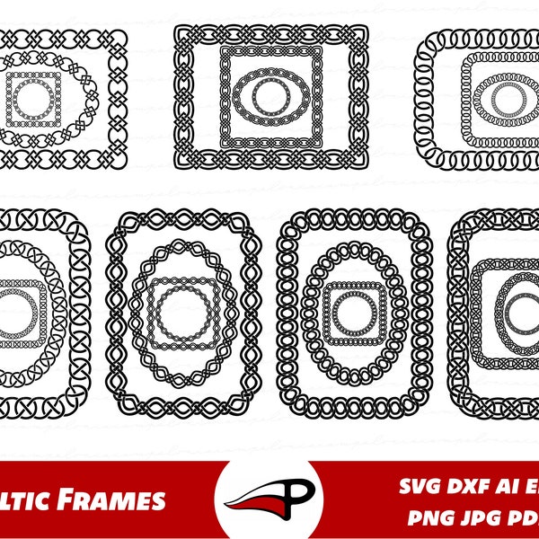 Celtic Knot Frames SVG, Viking Norsk Square Borders, Celtic Photo Clipart Pack, Laser cut files for Cricut and Glowforge