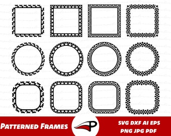 Pattern Frames SVG Bundle, Circle Frames PNG, Square Border Clipart ...