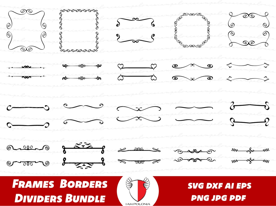 Hand Drawn Digital Borders Frames Dividers Wedding Clipart | Etsy