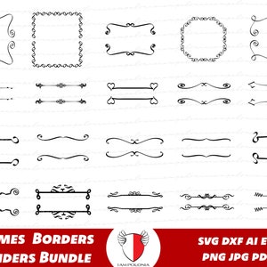 Hand drawn digital borders, frames, dividers, wedding clipart, vector, cricut, silhouette, cut file, svg, dxf, ai, eps, png, jpg