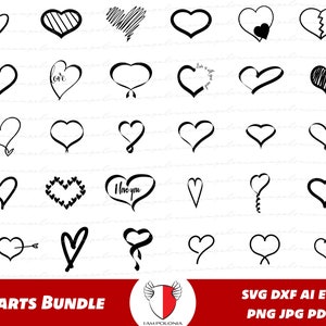 Hearts SVG Bundle, hand-drawn heart collection, love symbols png, romantic icons, valentines day clipart, wedding decor