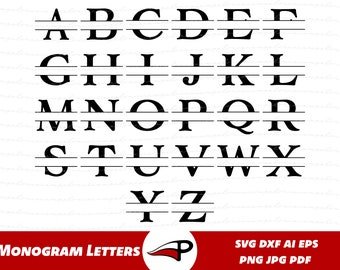 Monogram Letters SVG Bundle, Split Letters Monograms PNG, Letters Stencil Clipart, Split Monogram Fonts, Initials Cut Files for Cricut