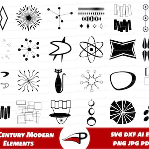 Mid Century Modern SVG Bundle, Retro PNG Design Elements and Shapes, Atomic clipart files - retro mid century shapes 1950s cut files